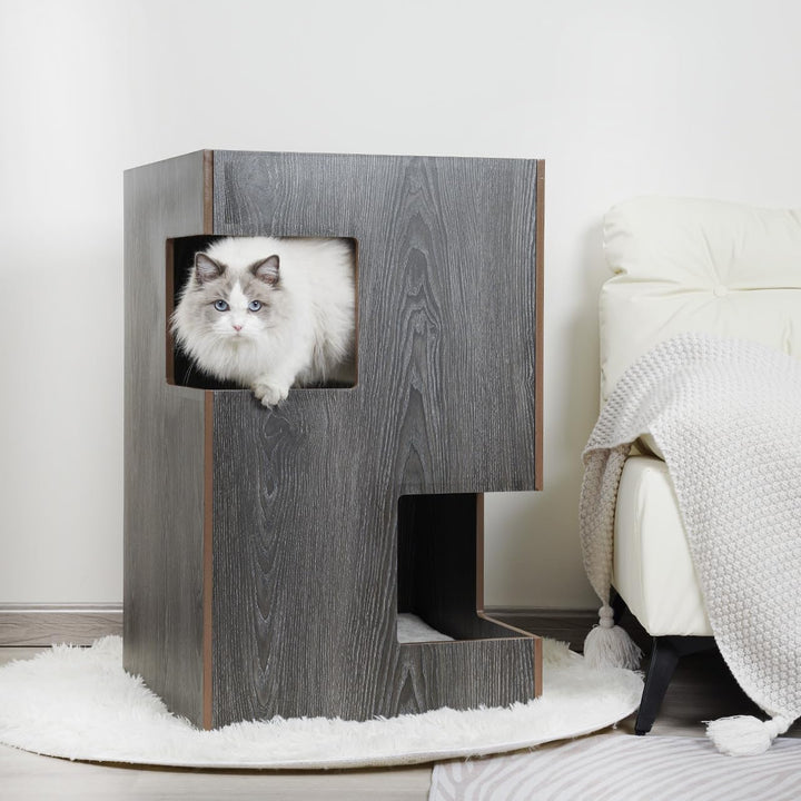 CanadianCat Company | Premium Katzenbett, Katzenhöhle Cat Castle Katzenturm mit Katzenhöhlen aus Hol
