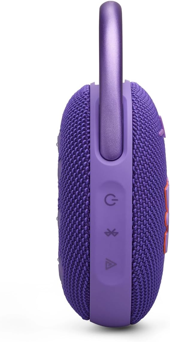JBL Clip 5 in Lila – Tragbare Bluetooth-Lautsprecher-Box mit JBL Pro Sound, tiefem Bass und Playtime