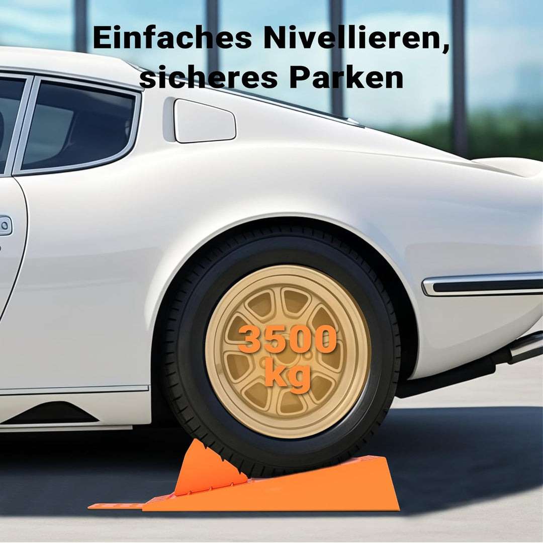 Wiltec Auffahrkeil für Wohnwagen 2 Stück 3,5 t Traglast, Unterlegkeile mit Stopper und Auffahrhilfe,