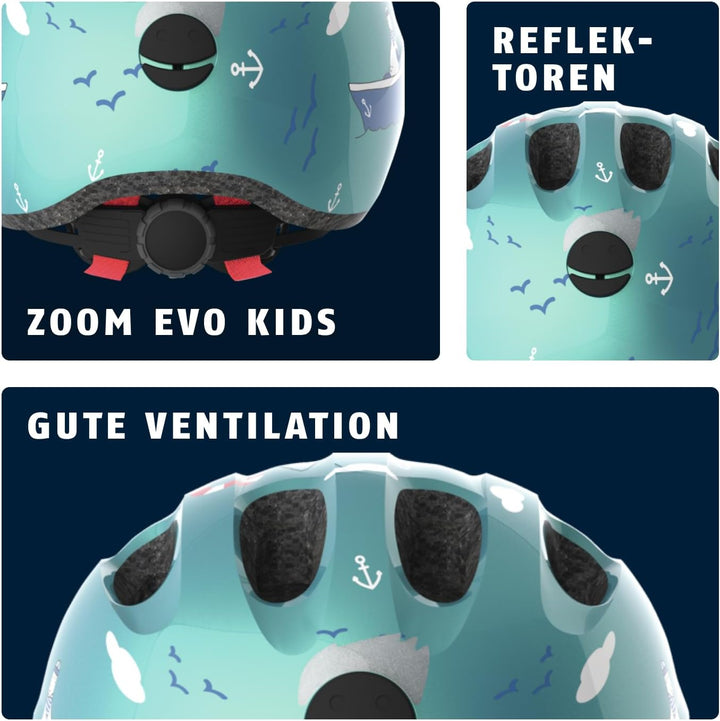 ABUS Kinderhelm Smiley 2.0 - Robuster Fahrradhelm für Mädchen und Jungs M (50-55 cm) turquoise sailo