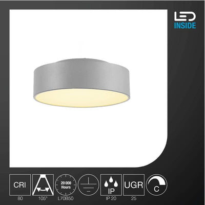 SLV 135024 Medo 30 LED Abpendelbar, 16 W, Silbergrau, 28 x 28 x 11 cm Silbergrau 28 x 28 x 11 cm, Si