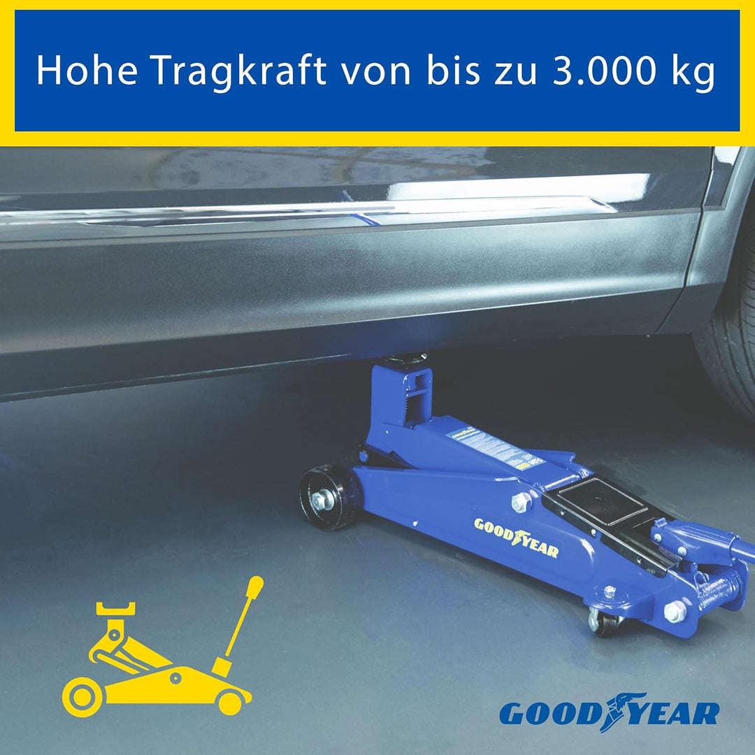 GOODYEAR 10640 Rangierwagenheber 3 Tonnen für SUVs und Geländewagen, Blau/Schwarz, Rangierwagenheber