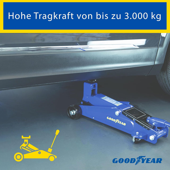 GOODYEAR 10640 Rangierwagenheber 3 Tonnen für SUVs und Geländewagen, Blau/Schwarz, Rangierwagenheber