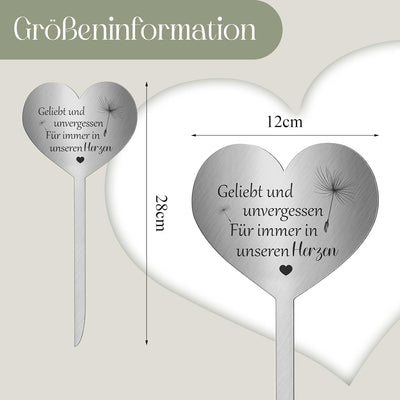 Photect Grabstecker 304 Edelstahl Herz mit Spruch Geliebt und Unvergessen Für Immer in Unseren Herze