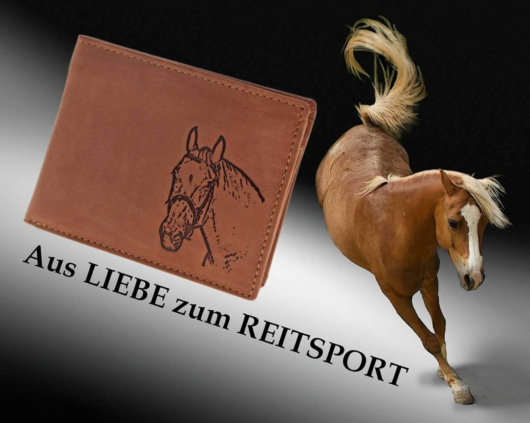 Greenburry Geldbörse Portemonnaie mit Pferdekopf Motiv braun