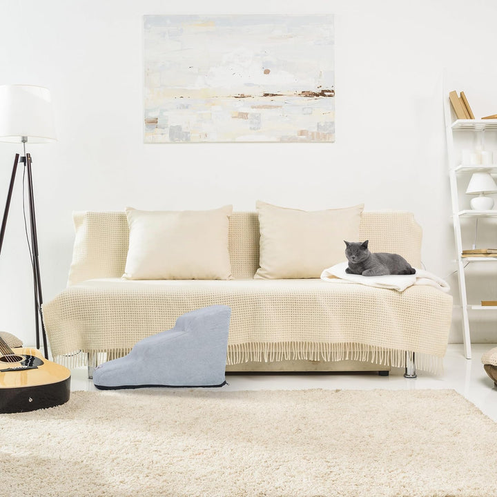 Relaxdays Hundetreppe 3 Stufen, für Hunde & Katzen, HBT: 33 x 41 x 54 cm, weiche Haustiertreppe, Bet