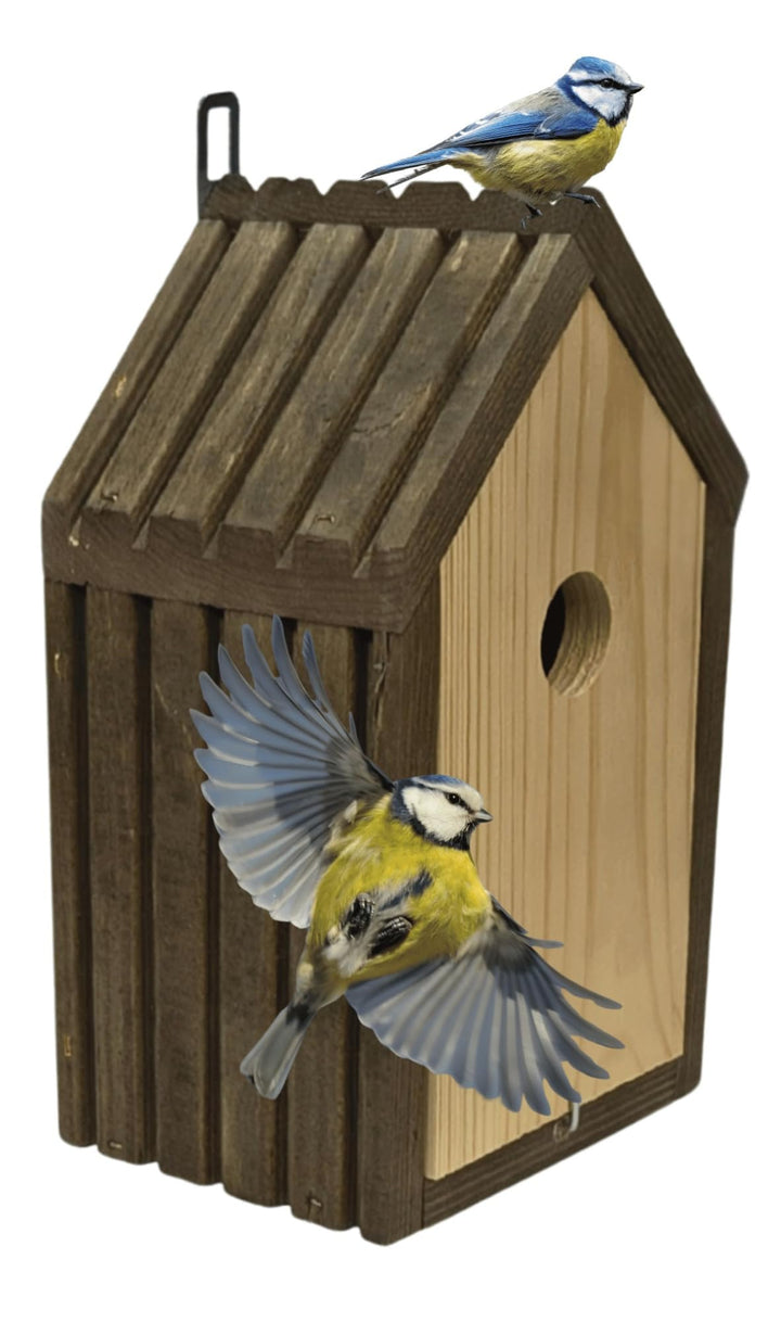 MODO24 Meisen Nistkasten aus FSC® Holz mit 2,8 cm Einflugloch und mit Heu, Vogelhaus Blaumeisen &amp; Kl