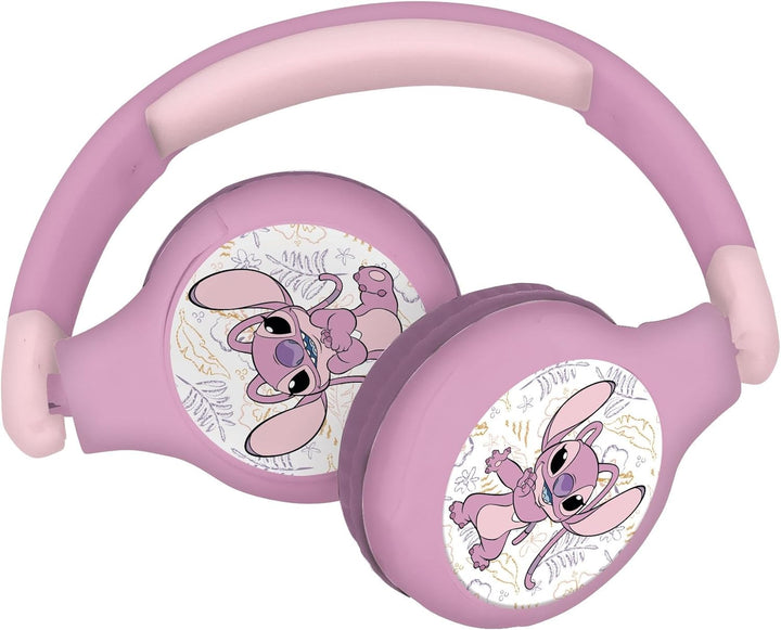 Lexibook, Disney Stitch, Angel 2-in-1 Bluetooth- und Kabelkopfhörer mit Mikrofon und Steuertasten, f
