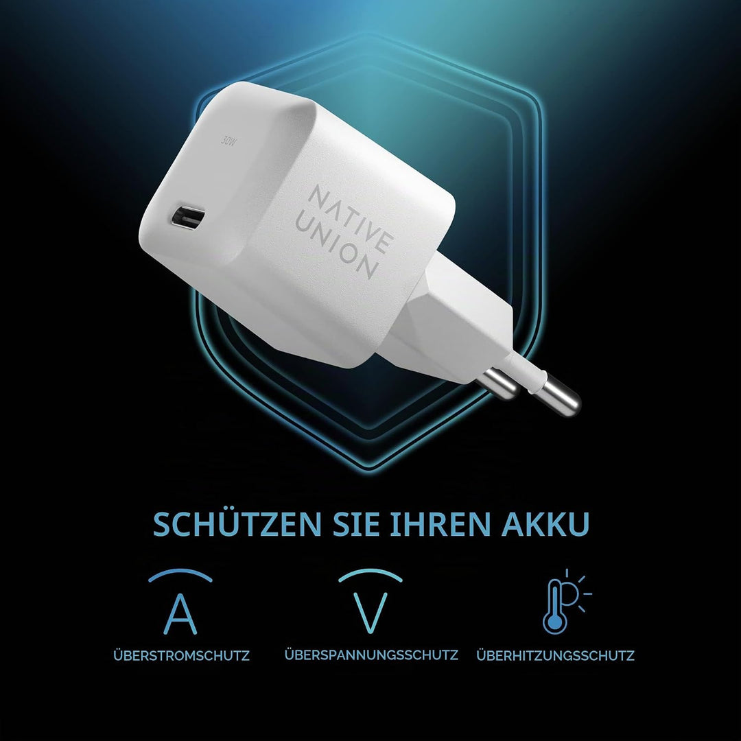 Native Union Schnelles GaN-Ladegerät PD 30W – Ultrakompaktes Power Delivery-fähiges USB-C-Ladegerät