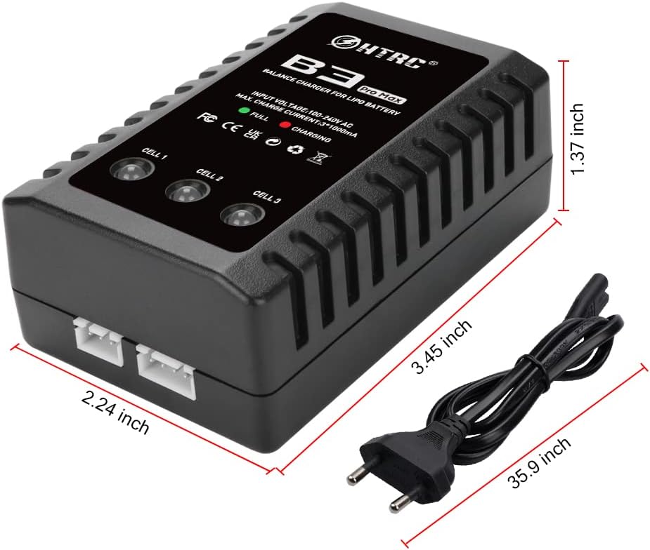 Haisito B3 ProMax Lipo Ladegerät für 2S 3S Akku(7.4V, 11.1V), Kompaktes RC Ladegerät Balancer Airsof