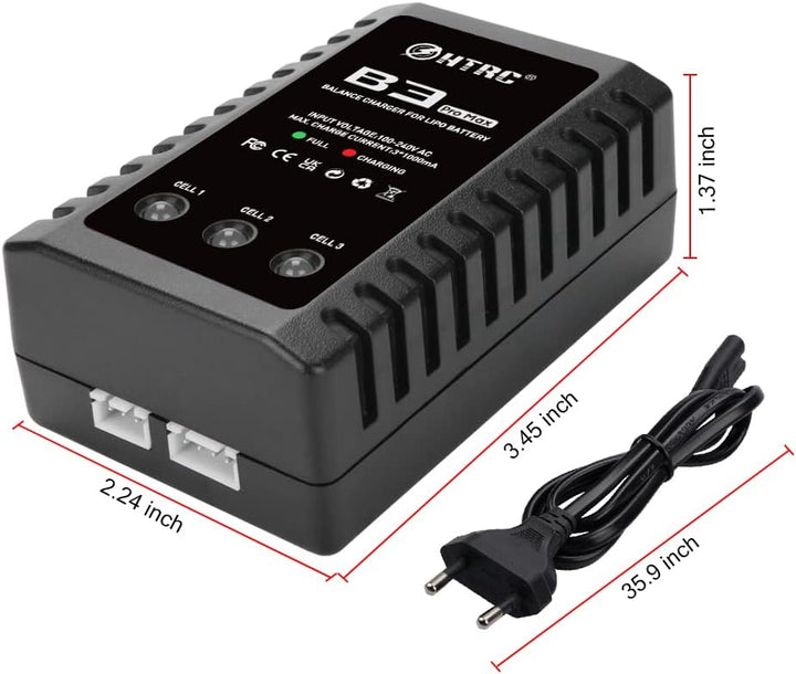 Haisito B3 ProMax Lipo Ladegerät für 2S 3S Akku(7.4V, 11.1V), Kompaktes RC Ladegerät Balancer Airsof