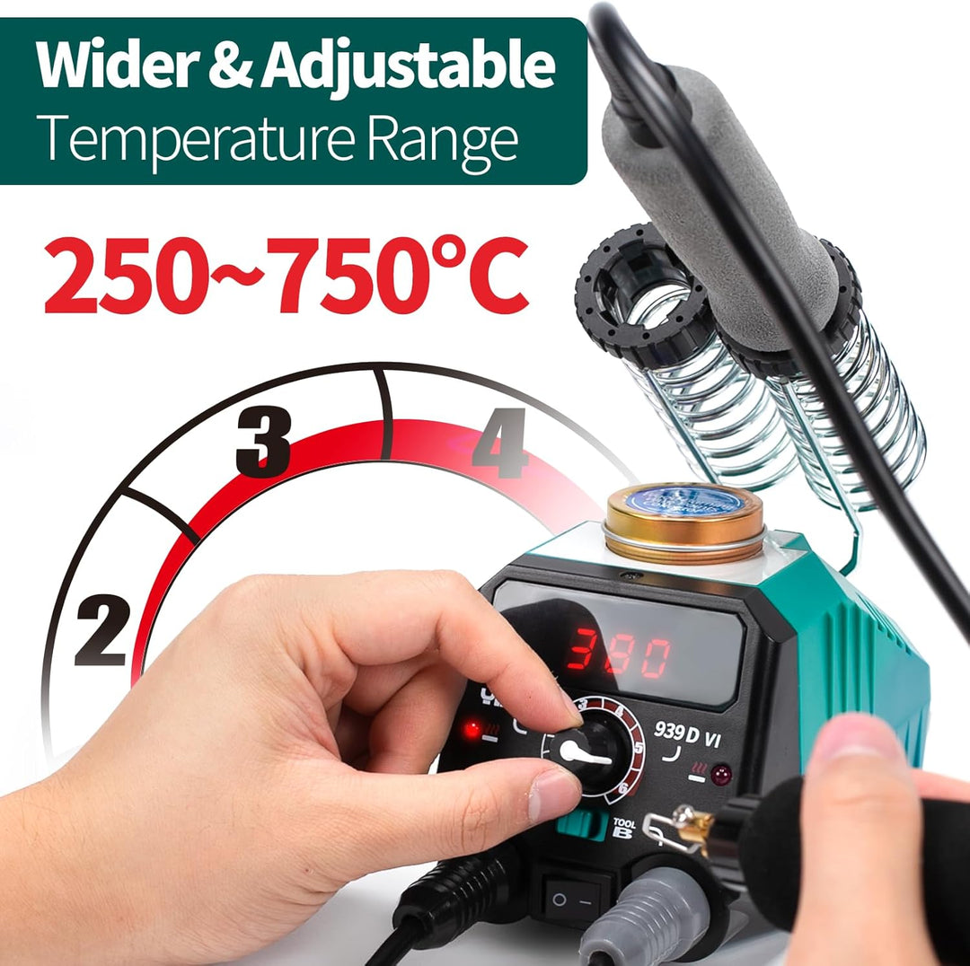 YIHUA 939D-VI Doppelstift brandmalerei brennpeter für holz mit Digitalanzeige mit 20 Drahtspitzen, a