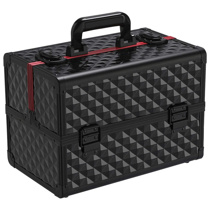 Yaheetech Schminkkoffer schwarz Kosmetikkoffer Alu Werkzeugkoffer Nagel Koffer Beauty Case 34,7 x 22