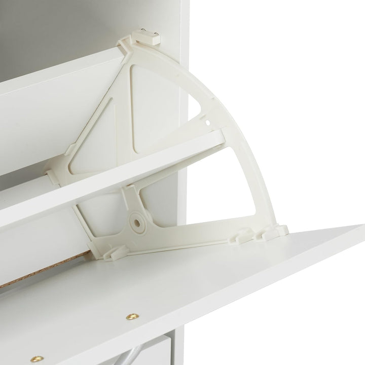 Relaxdays Schuhschrank, HxBxT: 80 x 60 x 24 cm, für 12 Paar, 2 Klappen, schmaler Schuhkipper, Flur S