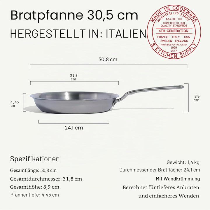 Made In Cookware – 30,48 cm Edelstahl-Bratpfanne – 5-lagige Edelstahlbeschichtung – Professionelles