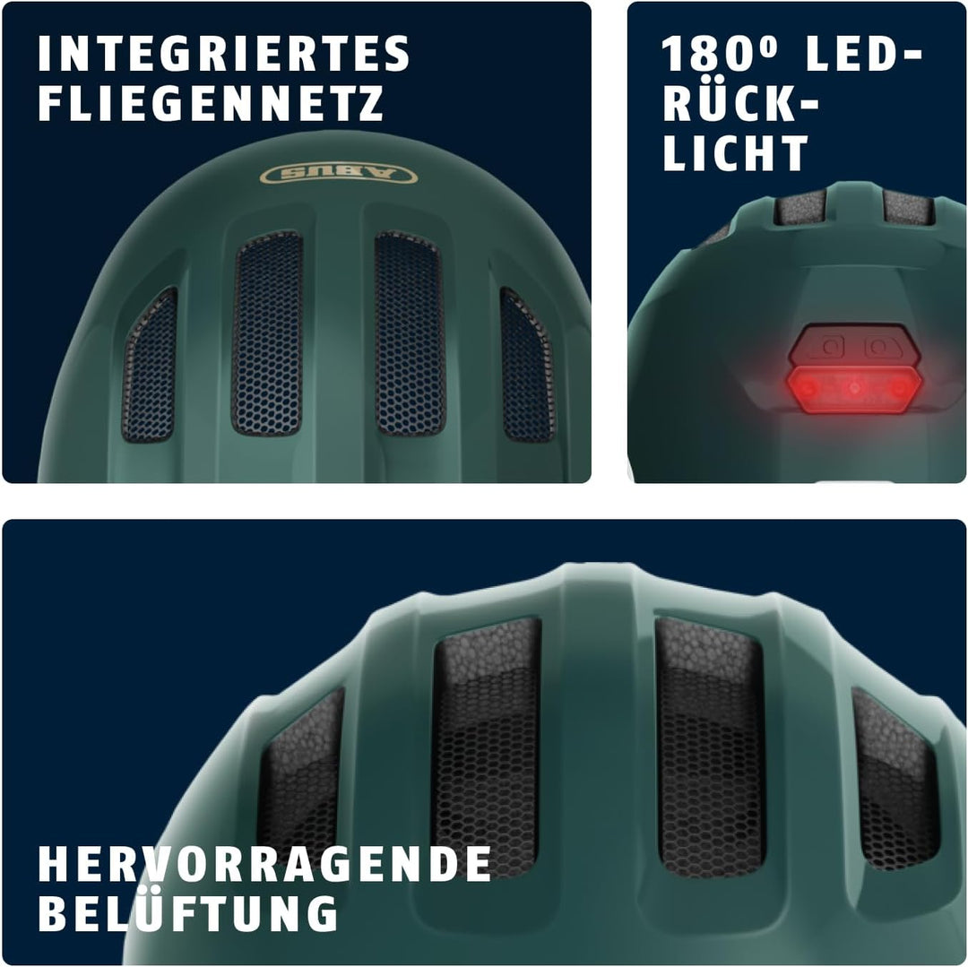 ABUS Kinderhelm Smiley 3.0 ACE LED - Fahrradhelm mit Licht - tiefe Passform & Platz für einen Zopf -