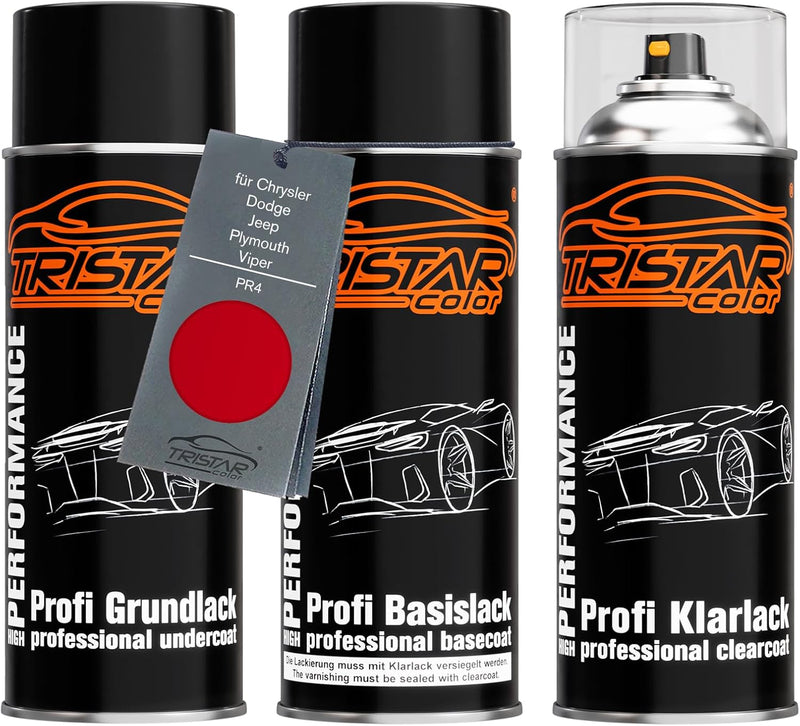 TRISTARcolor Autolack Spraydosen Set für Chrysler/Dodge/Jeep/Plymouth/Viper PR4 Poppy/Rojo Flama/Fla