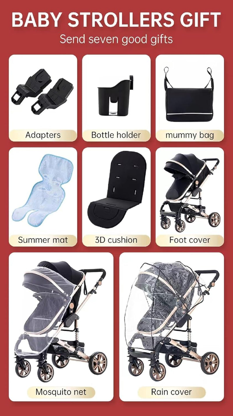GLOKID Kinderwagen 3 in 1,Reisesysteme, Buggy mit Umkehrbarem Zwei-Wege-Schub,Babywanne Buggy&Sports