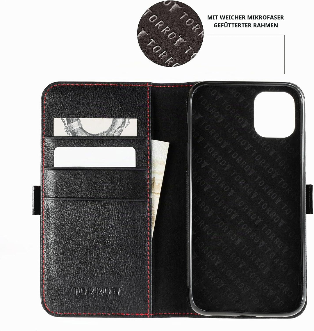 TORRO Hülle kompatibel mit iPhone 11 Pro Max – Premium Leder Hülle mit Standfunktion und Kartenfäche