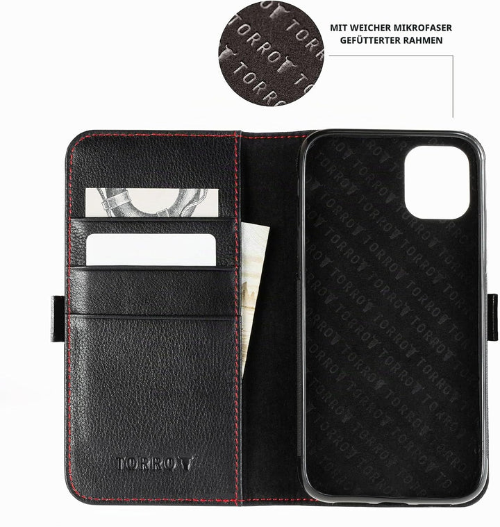 TORRO Hülle kompatibel mit iPhone 11 Pro Max – Premium Leder Hülle mit Standfunktion und Kartenfäche