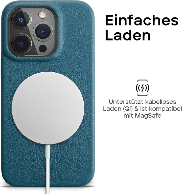 WIIUKA Hülle für iPhone 15 Pro Max, Leder aus Deutschland, Lederhülle extra Dünn, Premium Handyhülle