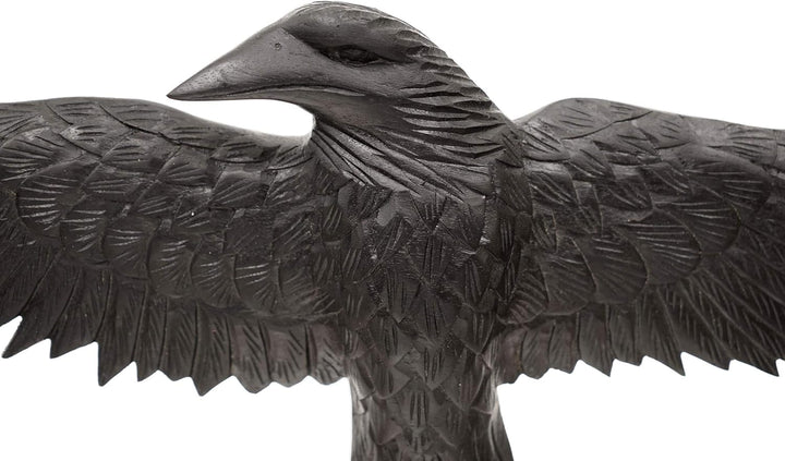 Windalf Holzbild Schwarzer Rabe Munin 45 cm Links schauend Handarbeit aus Holz