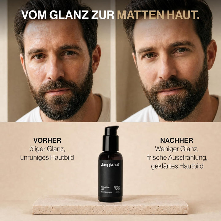 JUNGKRAUT Botanical Power Face Wash 1x100ml Männer Gesichtsreinigung | Natürliches Männer Waschgel g