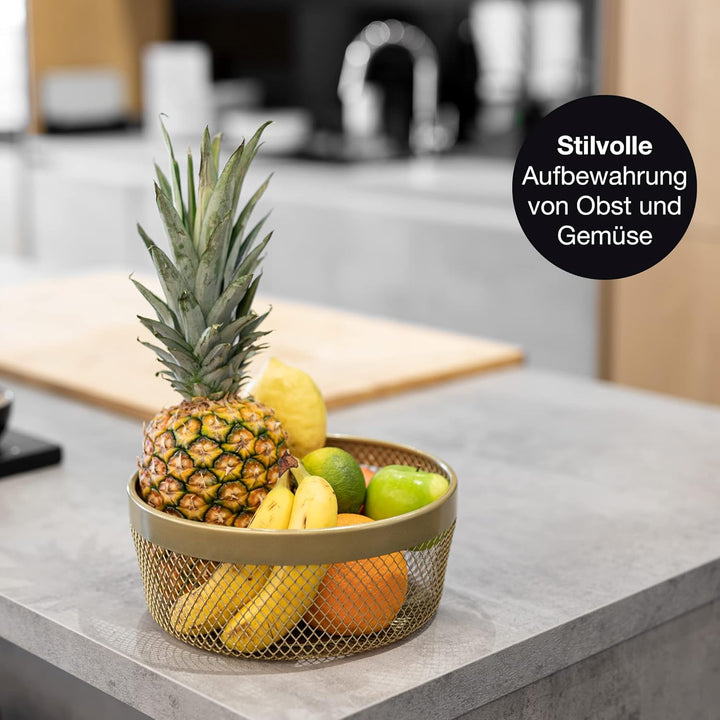 Moritz & Moritz Obstschale Gold Modern 25cm - Obstkorb Gold Metall – Korb für Geschenke, Früchte, Ge