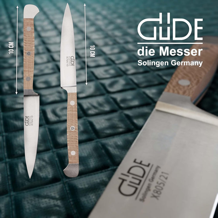 GÜDE Solingen - Spickmesser geschmiedet, 10 cm, Platanenholz, ALPHA PLATANE, Office Messer, Doppelkr