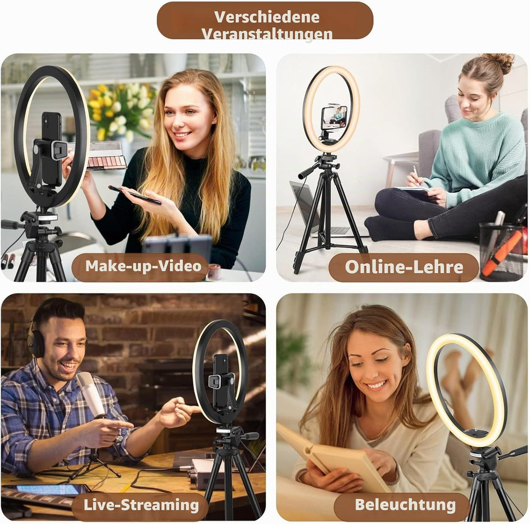 Aureday Ringlicht mit 50-Zoll-Stativ für Live-Stream, Makeup, YouTube-Video, Fotografie - Selfie-Lic