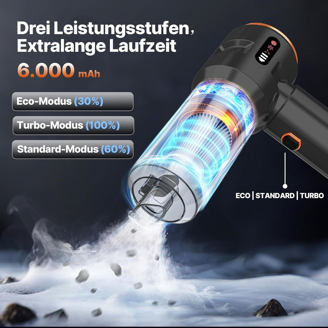 Piwaal 4-in-1 Akku Handstaubsauger 22000Pa, Kabellos mit Bürstenlosem Motor &amp; Druckluftdüse 220000 U