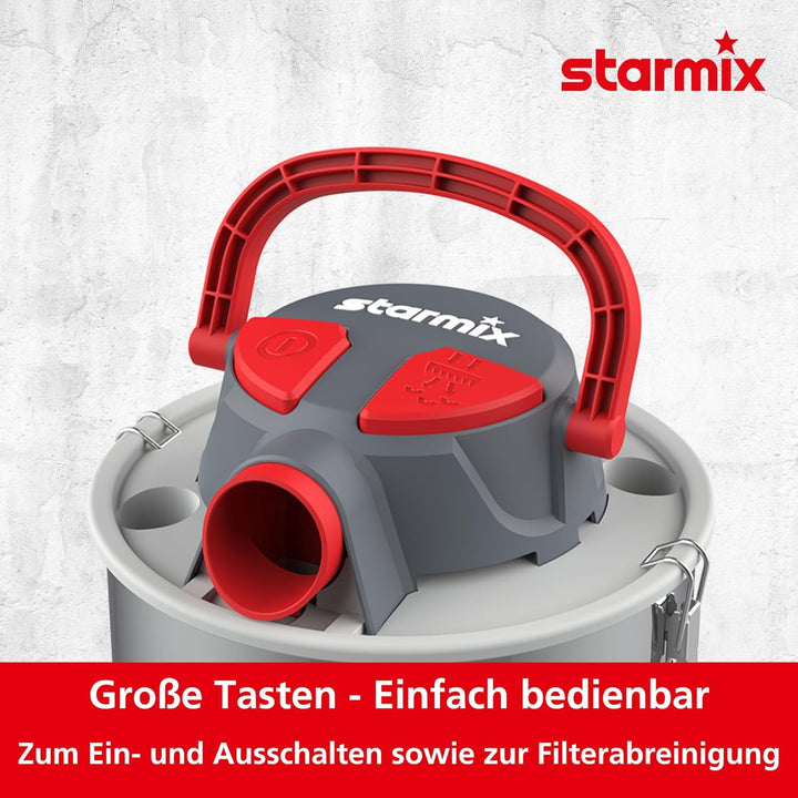 Starmix AV P-15 18V Akku-Aschesauger für Kamin und Feuerstellen, kompatibel mit CAS-Akku (Nicht im L