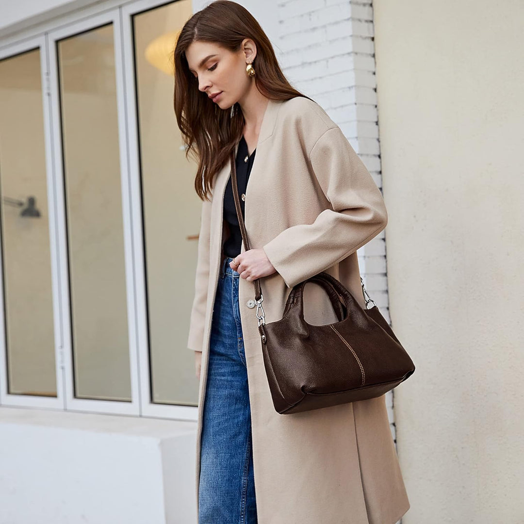 Iswee Damen Handbag for Women Umhängetasche Hobo Bag, Kaffee