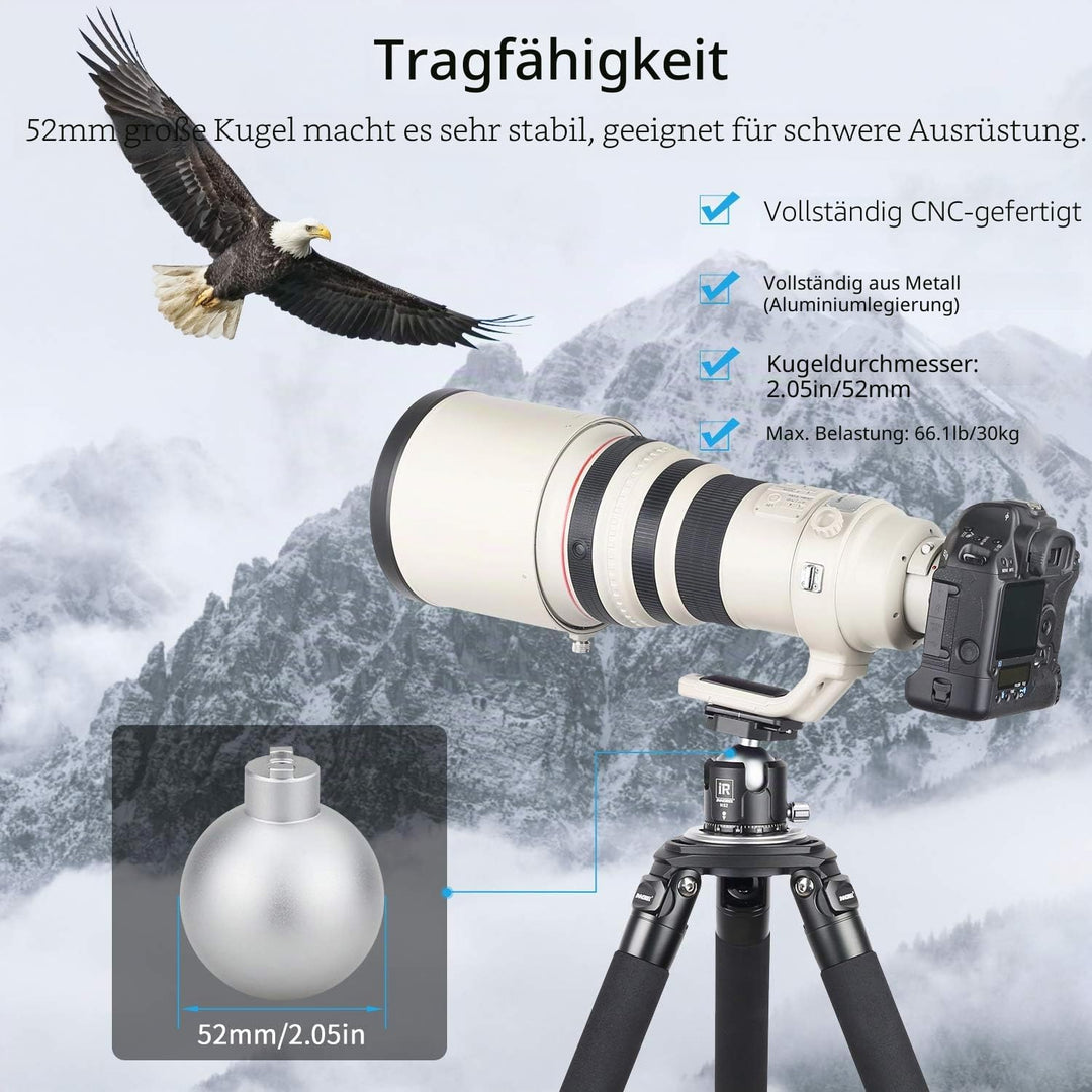 INNOREL N52 Kugelkopf Stativköpfe Tripod Head Niedrige Profile Kugelkopf 360 Grad Drehbarer Durchmes