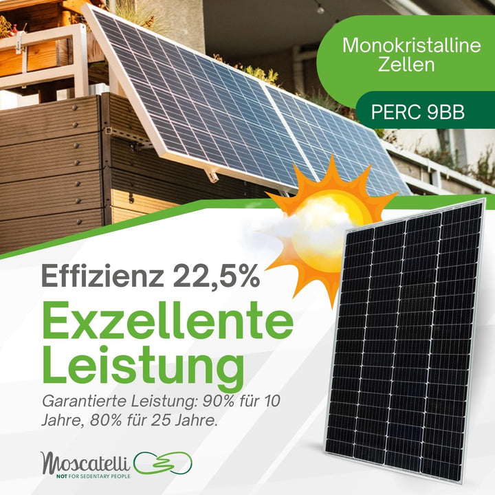 MOSCATELLI PV Modul – 200W Solarpanel für 12V Batterien mit hocheffizienten monokristallinen 9BB PER