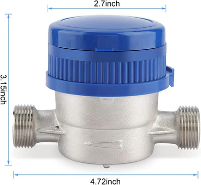 Wasserzähler Garten 1/2 Zoll, Geeicht Kalt Wasseruhr, Zapfhahnzähler Mit Montagezubehör Und Schutzab