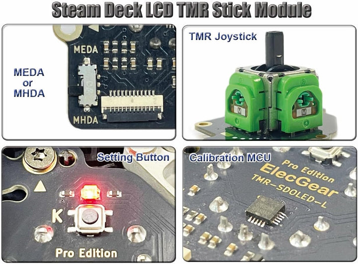 ElecGear TMR Joystick Ersatz für Steam Deck LCD, PCB-Modul mit MCU-Kalibrierung und Anti-Drift TMR C