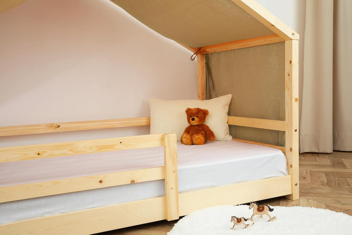Hausbett Himmel - 100% Baumwolle Betthimmel Hausbett aus Musselin - Bett Vorhang Kinderbett - Himmel