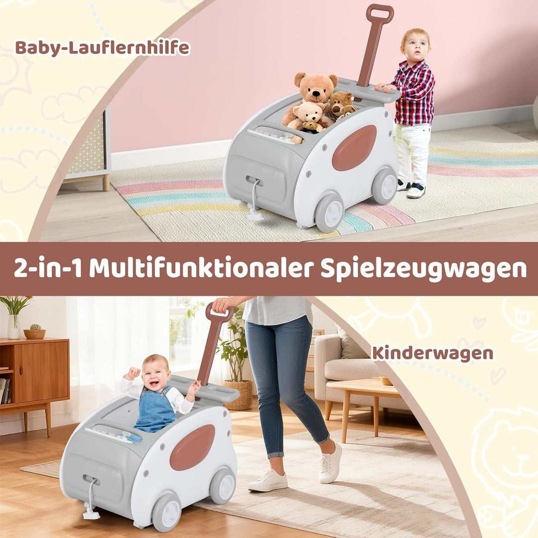 COSTWAY Baby Lauflernwagen, 2-in-1 Lauflernhilfe mit Rädern, klappbarer Sitz & Sicherheitsgurt, baby