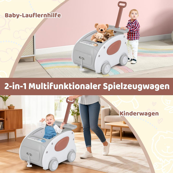 COSTWAY Baby Lauflernwagen, 2-in-1 Lauflernhilfe mit Rädern, klappbarer Sitz & Sicherheitsgurt, baby
