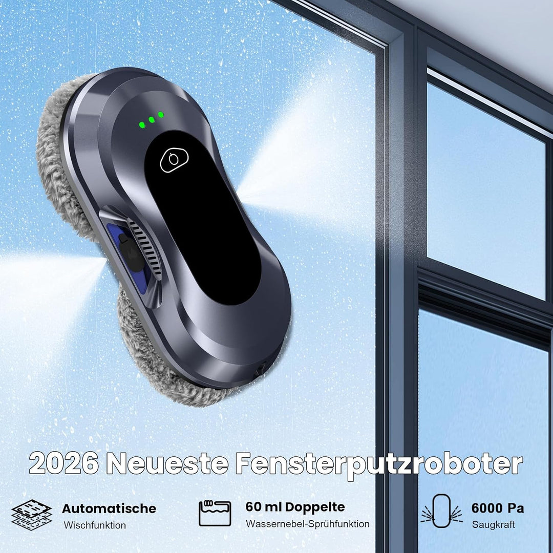 Fensterputzroboter 2026 Neuheit, 6000Pa, Doppeldüsen-Sprühfunktion,