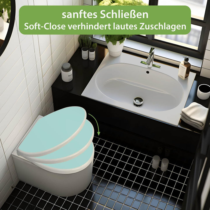 banjado Toilettendeckel mit Absenkautomatik 44,5x37cm - Soft Close Toilettensitz - WC Sitz mit Absen
