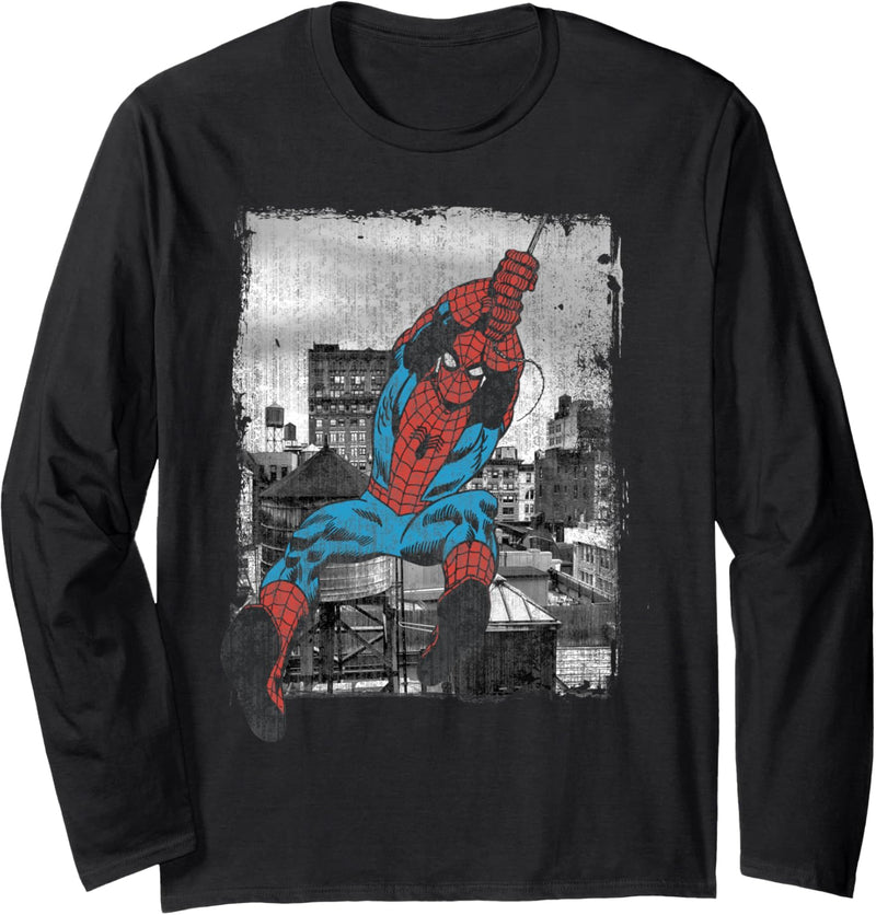 Marvel Spider-Man Back And White Apartment Building Poster Langarmshirt