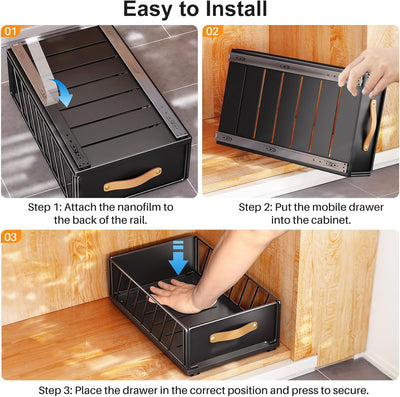 Kitstorack Teleskopschublade, Ausziehbare Schublade für Kabinett Metall Slide Out Organizer mit Grif