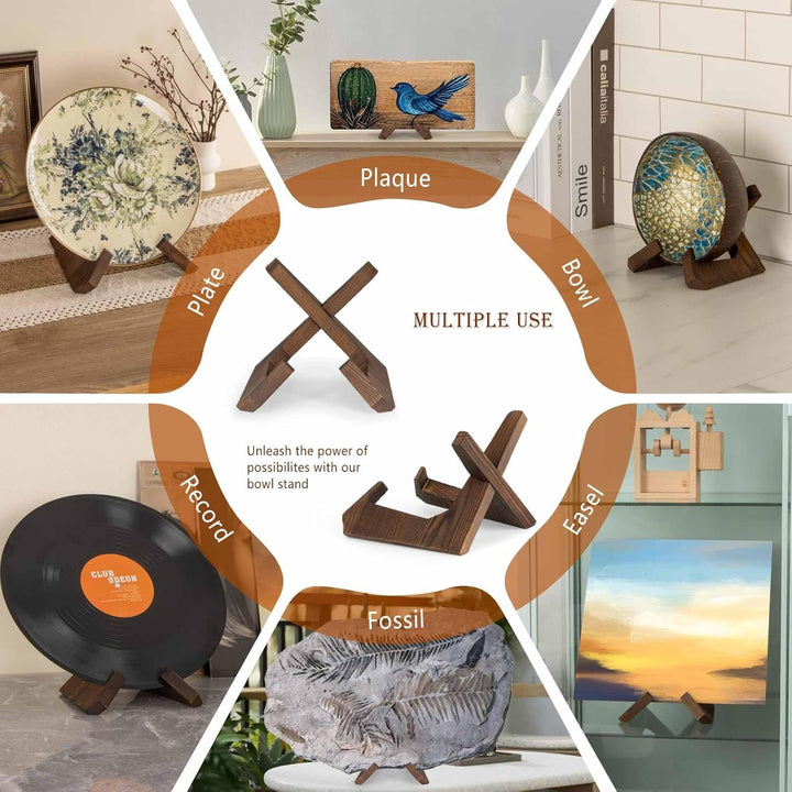 Schalenständer zur Präsentation, 3er Pack 4,5-Zoll-Schalenhalter, Holz-Aufsteller, Ständer für gross