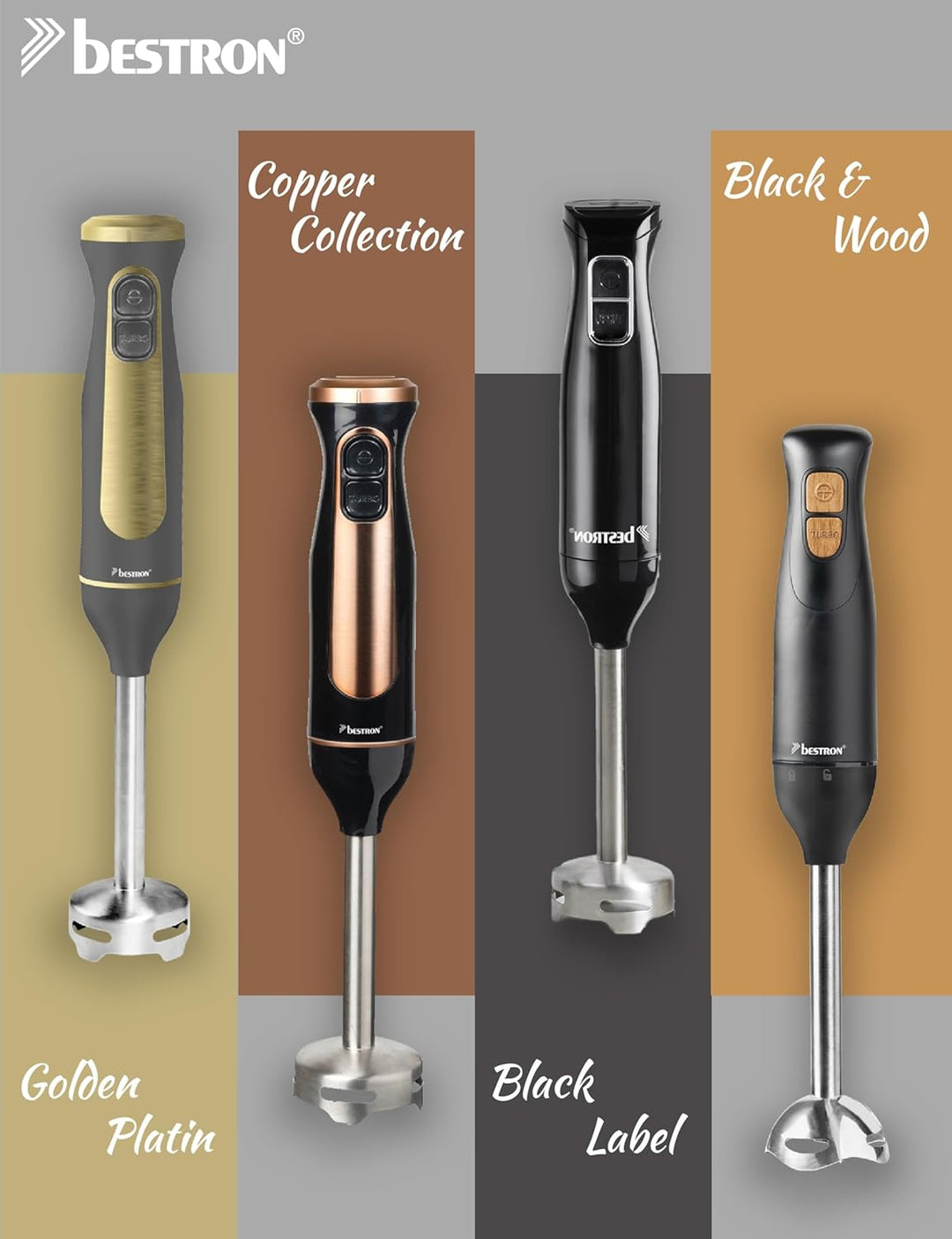 Bestron Stabmixer, Pürierstab mit 2 Geschwindigkeitsstufen & ergonomischer Handgriff, inkl. Turbofun