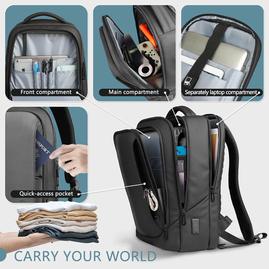 Laptop Business Rucksack Herren mit laptopfach mit USB-Ladeanschluss Diebstahlsicher Handgepäck Tage