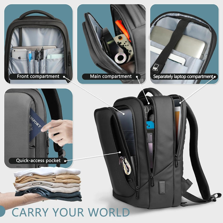 Laptop Business Rucksack Herren mit laptopfach mit USB-Ladeanschluss Diebstahlsicher Handgepäck Tage