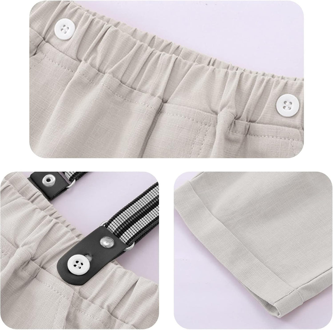 Volunboy Baby Jungen Anzug Set Bekleidung Hemd mit Fliege + Hosenträger Shorts Strampler Anzug 2-3 J