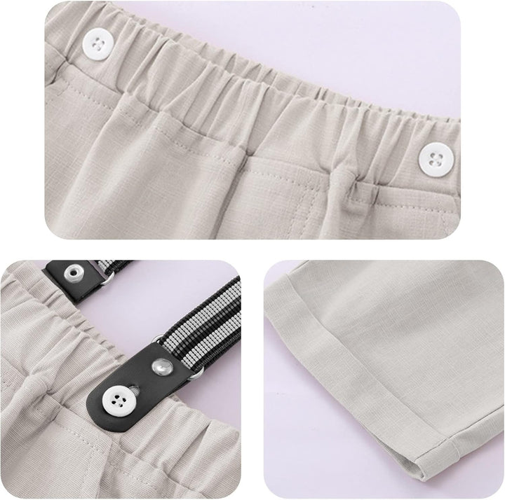 Volunboy Baby Jungen Anzug Set Bekleidung Hemd mit Fliege + Hosenträger Shorts Strampler Anzug 2-3 J